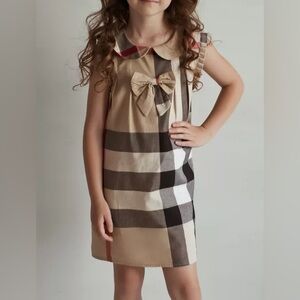 Plaid Sleeveless Dress with Bow